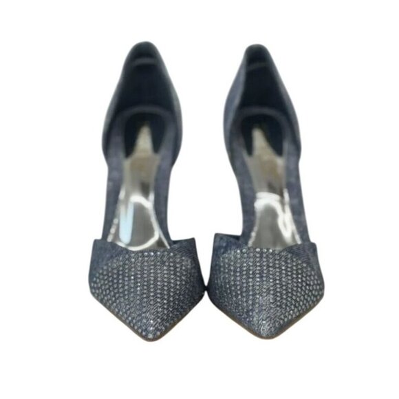 KAYLEEN / Net-26 / Blue Deni /  Rhinestone / Pointed-Toe Pumps / With High Stile - Picture 4 of 8